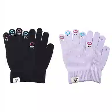 匹克 可爱表情卡哇伊 锦纶 冬季保暖绒线手套 女款