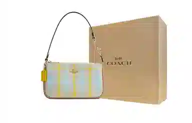 COACH Nolita 19 Plaid Top Zip Small Tote Blue Yellow