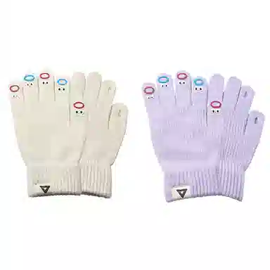 匹克 可爱表情卡哇伊 锦纶 冬季保暖绒线手套 女款