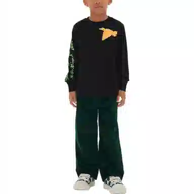 Burberry Kids Cartoon Print Crewneck Long Sleeve T-Shirt Black