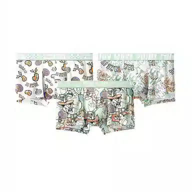 MAST POINT Plant Floral Cartoon Print Boxer Briefs 3-Pack