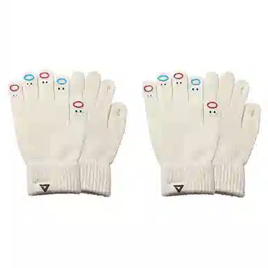 匹克 可爱表情卡哇伊 锦纶 冬季保暖绒线手套 女款