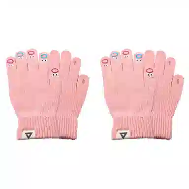 匹克 可爱表情卡哇伊 锦纶 冬季保暖绒线手套 女款