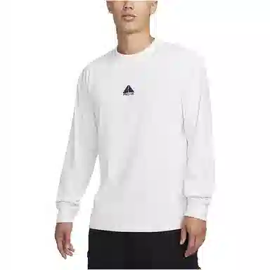 Nike Logo Print Crewneck Long Sleeve Tee White