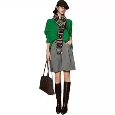 美洋 绵羊毛混纺圆领卷边毛衣 女款