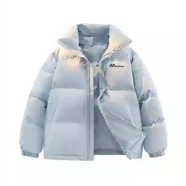 鸭鸭 舒适纯色拉链开合落肩长袖短款羽绒服 男女同款