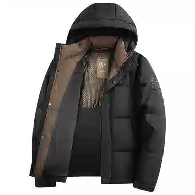 鸭鸭 石墨烯蓄热纯色韩版休闲百搭防寒保暖短款连帽羽绒服 男款