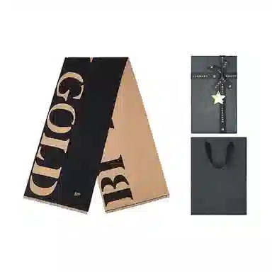 高梵 黑金高定保暖加厚 绒线围巾 男女同款情侣款 黑色