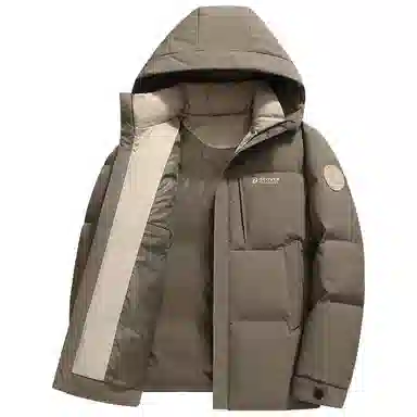 鸭鸭 石墨烯蓄热纯色韩版休闲百搭防寒保暖短款连帽羽绒服 男款