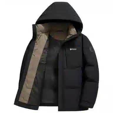 鸭鸭 石墨烯蓄热纯色韩版休闲百搭防寒保暖短款连帽羽绒服 男款