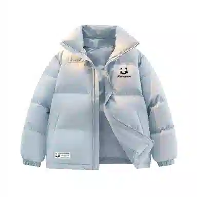 鸭鸭 创意笑脸字母刻字膜简约时尚设计运动休闲美式复古潮流户外撞色立领防风防寒宽松舒适百搭通勤保暖羽绒服 男女同款