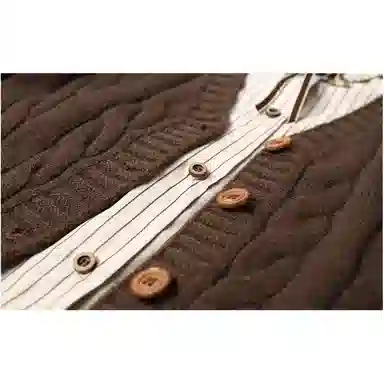 桴生 时尚百搭气质假两件针织衫 女款 咖色