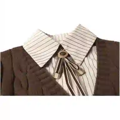 桴生 时尚百搭气质假两件针织衫 女款 咖色