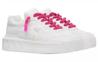 Valentino Leather Low Top Sneakers White Pink