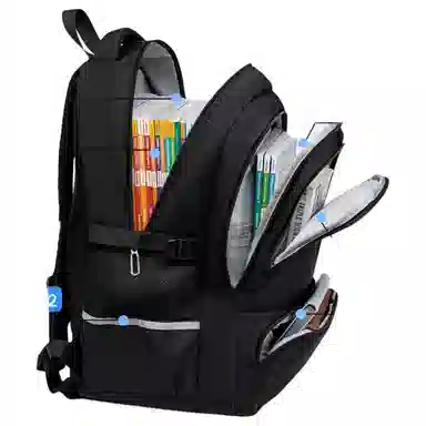 维多利亚旅行者 书包上学减负护脊大容量多隔层小众不撞款高颜值可放大肚水杯 涤纶 电脑包背包双肩包 常规 男女同款情侣款 黑色