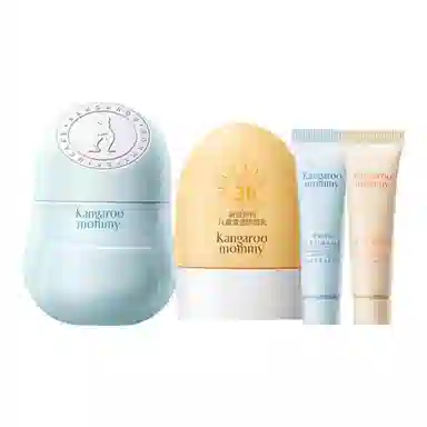 袋鼠妈妈 防晒乳水凝霜护肤套装 保湿补水维稳 四件套