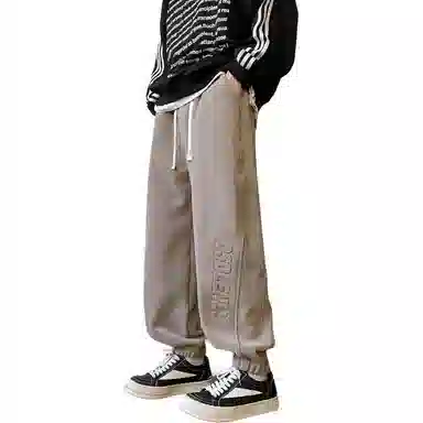 顶峰保罗 美式潮牌字母宽松运动加绒裤子无性别主义高级感秋季穿搭显高显瘦潮流百搭休闲裤 男女同款
