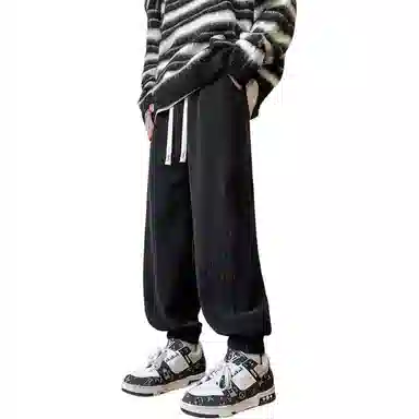 顶峰保罗 美式潮牌字母宽松运动加绒裤子无性别主义高级感秋季穿搭显高显瘦潮流百搭休闲裤 男女同款