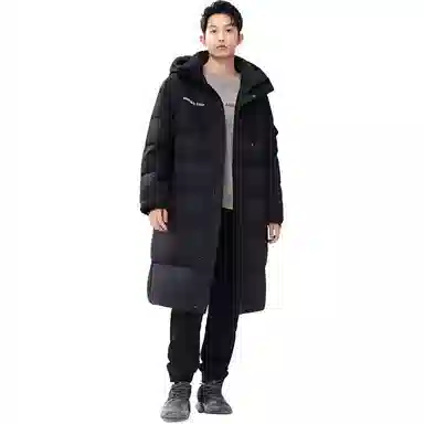 鸭鸭 长款连帽过膝加厚通勤学院时尚百搭休闲羽绒服 男女同款