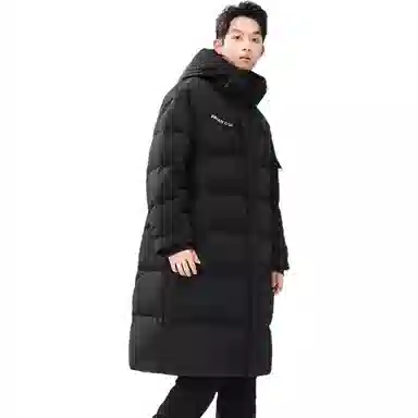 鸭鸭 长款连帽过膝加厚通勤学院时尚百搭休闲羽绒服 男女同款