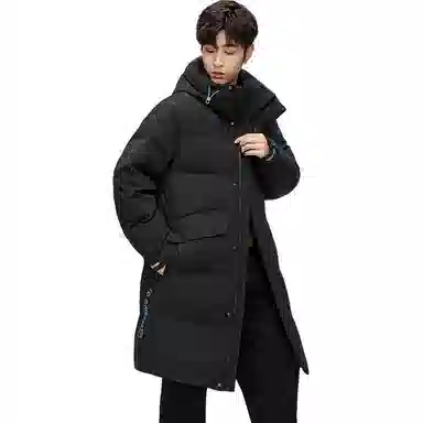 鸭鸭 中长款过膝时尚连帽加厚保暖羽绒服 男女同款