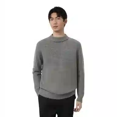 恒源祥 纯羊毛加厚半高领针织长袖毛衣 男款