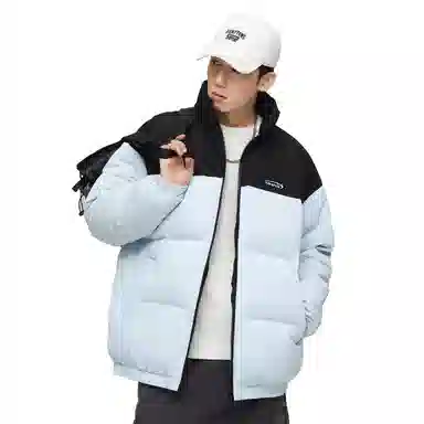 鸭鸭 青少年基础款美式复古多巴胺撞色山系户外立领加厚保暖防风无帽休闲运动百搭舒适柔软都市通勤羽绒服 男女同款