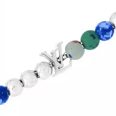 Louis Vuitton Monogram Recycled Bracelet Silver Blue Green