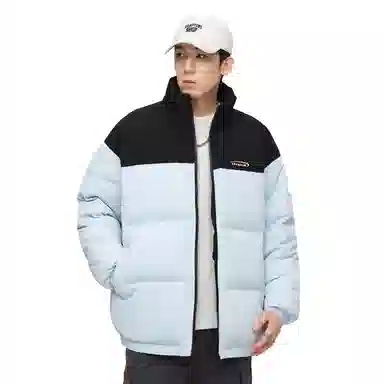 鸭鸭 青少年基础款美式复古多巴胺撞色山系户外立领加厚保暖防风无帽休闲运动百搭舒适柔软都市通勤羽绒服 男女同款