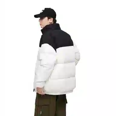 鸭鸭 青少年基础款美式复古多巴胺撞色山系户外立领加厚保暖防风无帽休闲运动百搭舒适柔软都市通勤羽绒服 男女同款