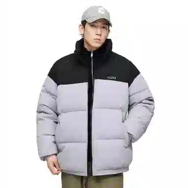 鸭鸭 青少年基础款美式复古多巴胺撞色山系户外立领加厚保暖防风无帽休闲运动百搭舒适柔软都市通勤羽绒服 男女同款