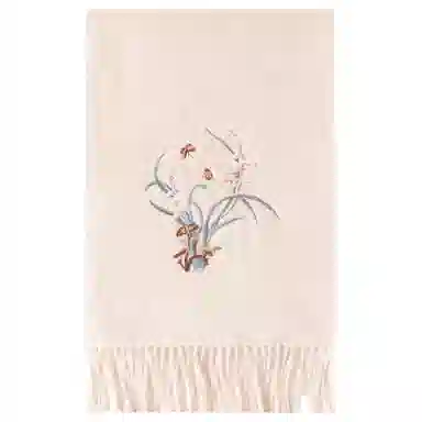 上海故事 秋冬福来系列绵羊毛加厚刺绣工艺流苏设计细腻柔软保暖礼盒包装 绒线围巾 女款