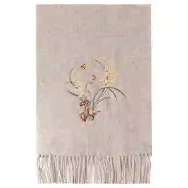 上海故事 秋冬福来系列绵羊毛加厚刺绣工艺流苏设计细腻柔软保暖礼盒包装 绒线围巾 女款