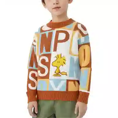SNOOPY Sweater Brown Letters