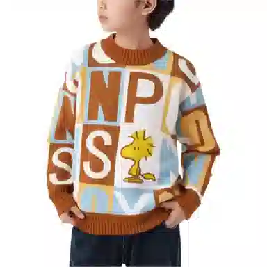 SNOOPY Sweater Brown Letters