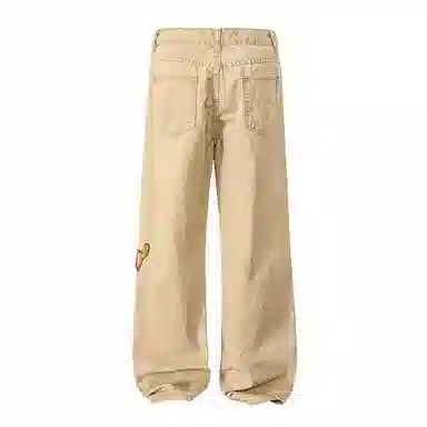 顶峰保罗 美式腊肠小狗刺绣直筒阔腿长裤百搭宽松重磅情侣潮牌凉感透气设计感显瘦显高休闲裤 男女同款