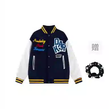 美式高街复古风拼接刺绣印花宽松舒适运动休闲棒球服 男女同款