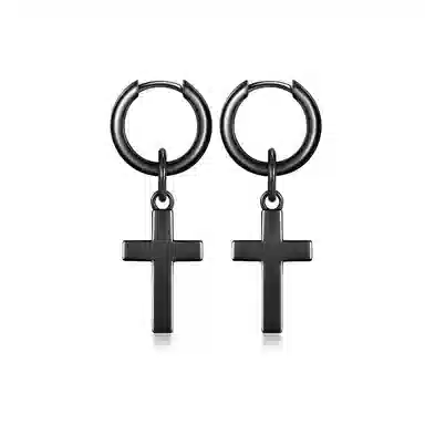 IDEAGEMER Cross Earrings Black