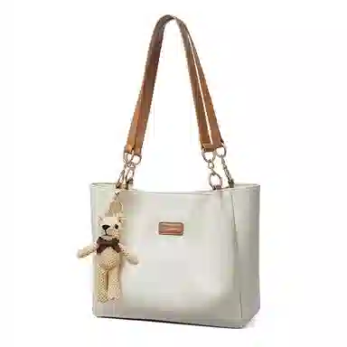 红蜻蜓 学院风撞色 小众高级感百搭实用上学通勤 牛皮 手提包单肩包 常规 女款 米白色