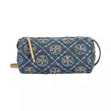 Tory Burch T Monogram Shoulder Bag Denim Blue