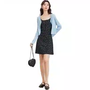 爱依服 法式小清新淑女碎花长袖连衣裙 女款