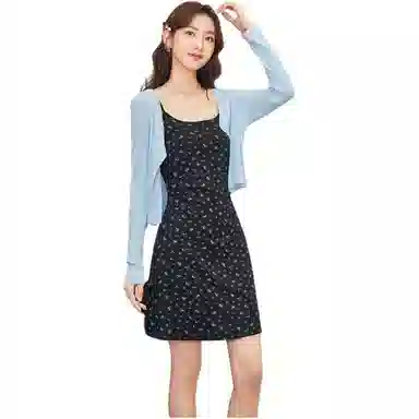 爱依服 法式小清新淑女碎花长袖连衣裙 女款