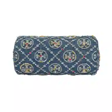 Tory Burch T Monogram Shoulder Bag Denim Blue