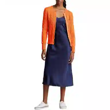 Polo Ralph Lauren Logo Crewneck Cardigan Orange