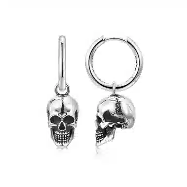 IDEAGEMER Skull Silver Earrings
