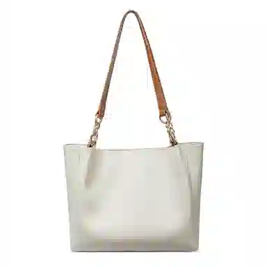 红蜻蜓 学院风撞色 小众高级感百搭实用上学通勤 牛皮 手提包单肩包 常规 女款 米白色