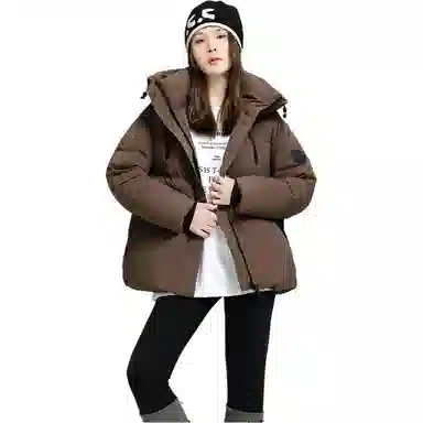 鸭鸭 保暖加厚连帽宽松中长款休闲长袖羽绒服 女款