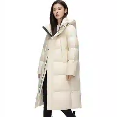 鸭鸭 纯色时尚休闲连帽宽松舒适长袖羽绒服 女款