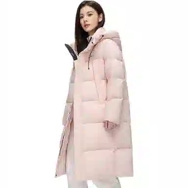鸭鸭 纯色时尚休闲连帽宽松舒适长袖羽绒服 女款