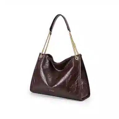 Pierre Cardin Vintage Chain Tote Bag Black Milk Tea